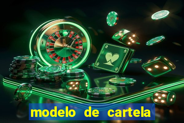 modelo de cartela de bingo em branco